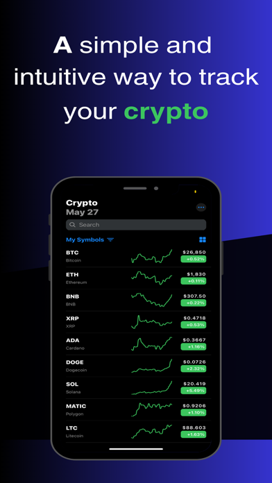 Crypto Market Watchlist product screen